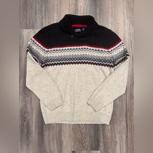 Chaps Men’s Shawl‎ Button Neck Knit Sweater Medium